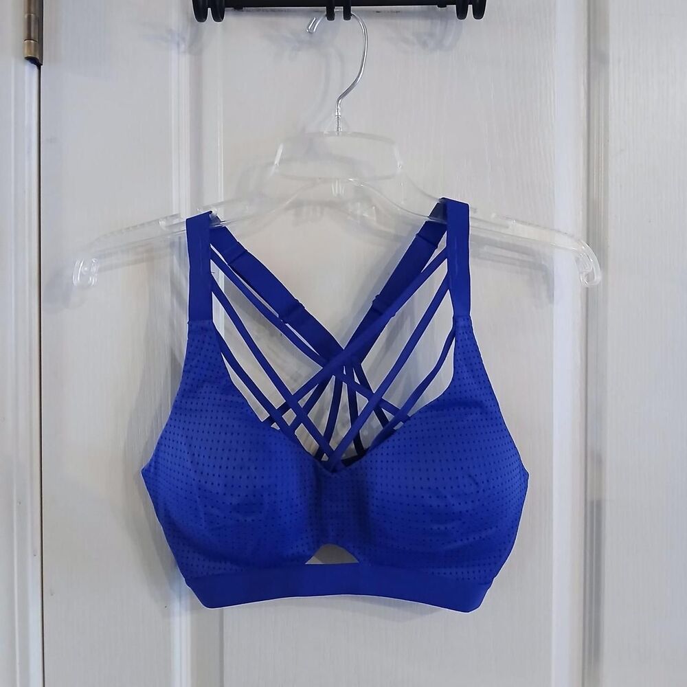 Victoria's Secret VSX Sport Blue Strappy Wireless Sports Bra 34C Athleisure